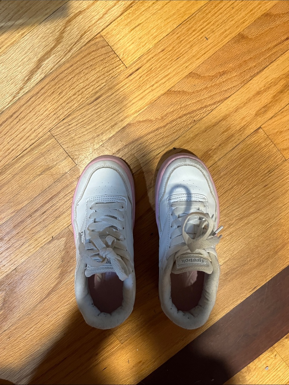 Reebok Kids White Sneakers with Pink Trim